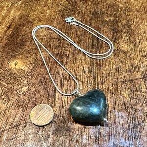 Silver Plated Labradorite Heart Pendant Necklace